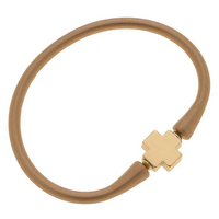 Bali 24K Gold Plated Cross Bead Silicone Bracelet