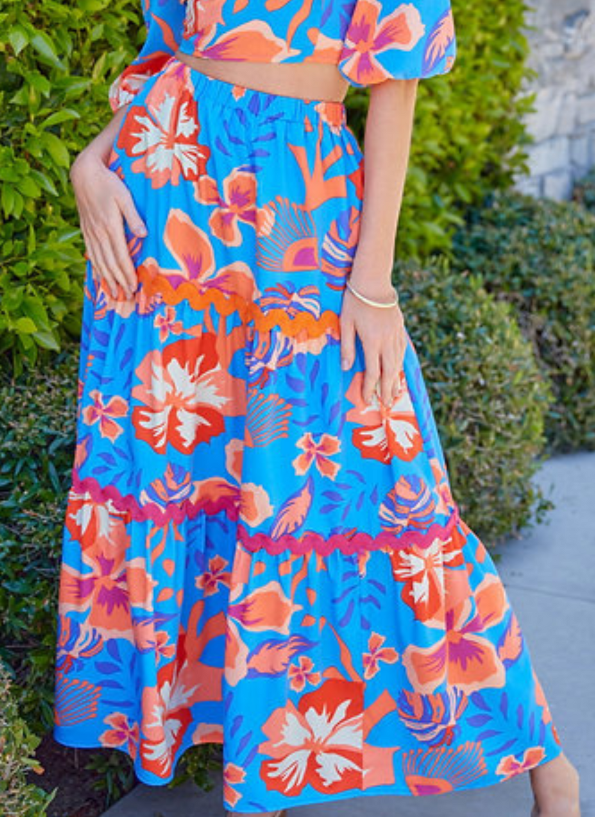 Tropical Hibiscus Tiered Skirt