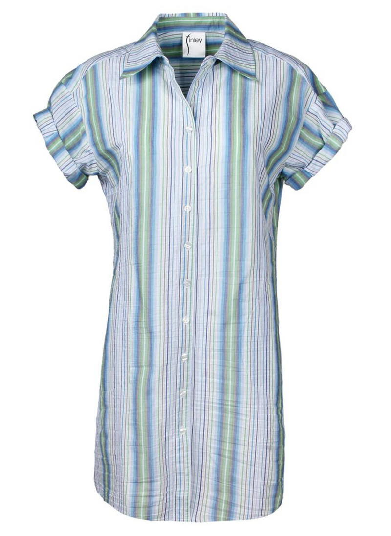 Short Sleeve Stripe Camp Dress