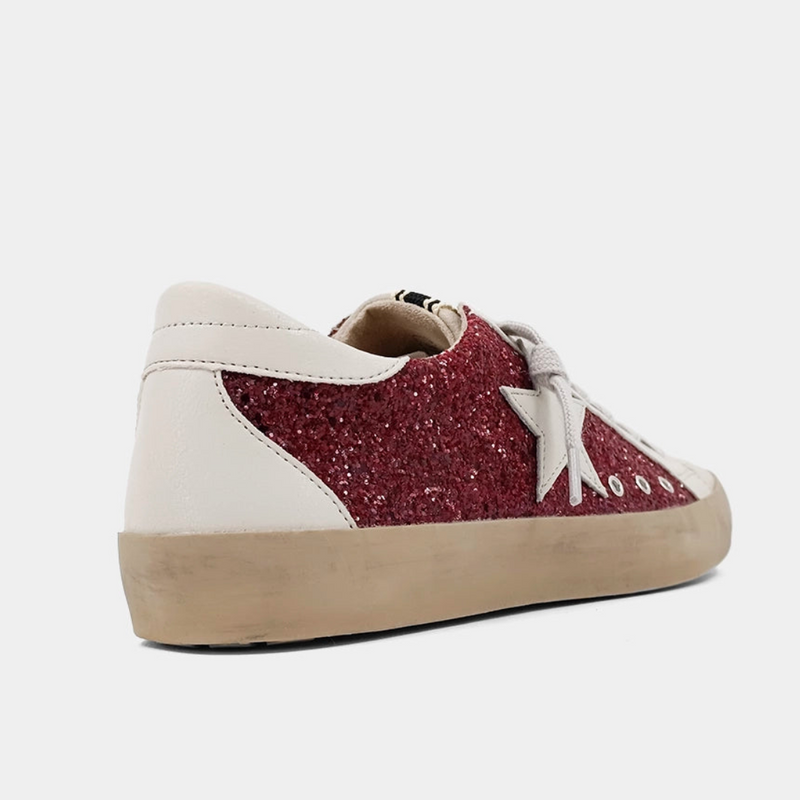 Paula Sneakers Burgundy Glitter Just the Thing
