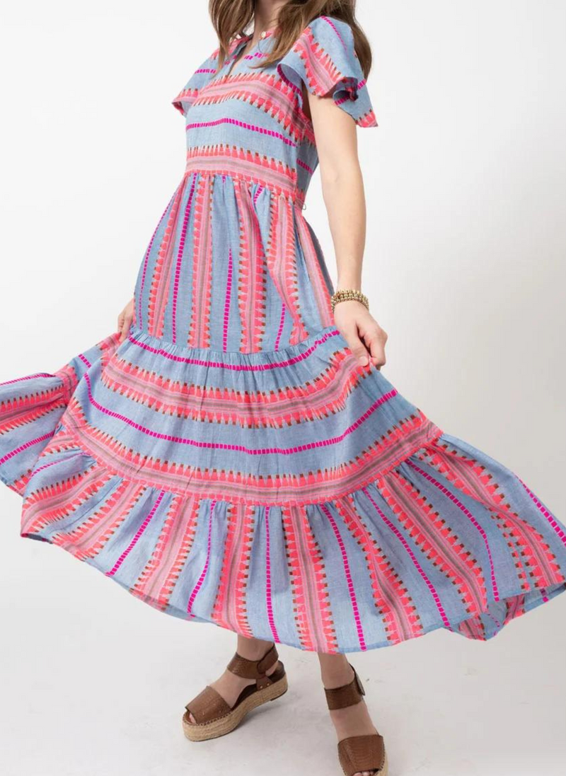 Chambray Stripe Midi Dress
