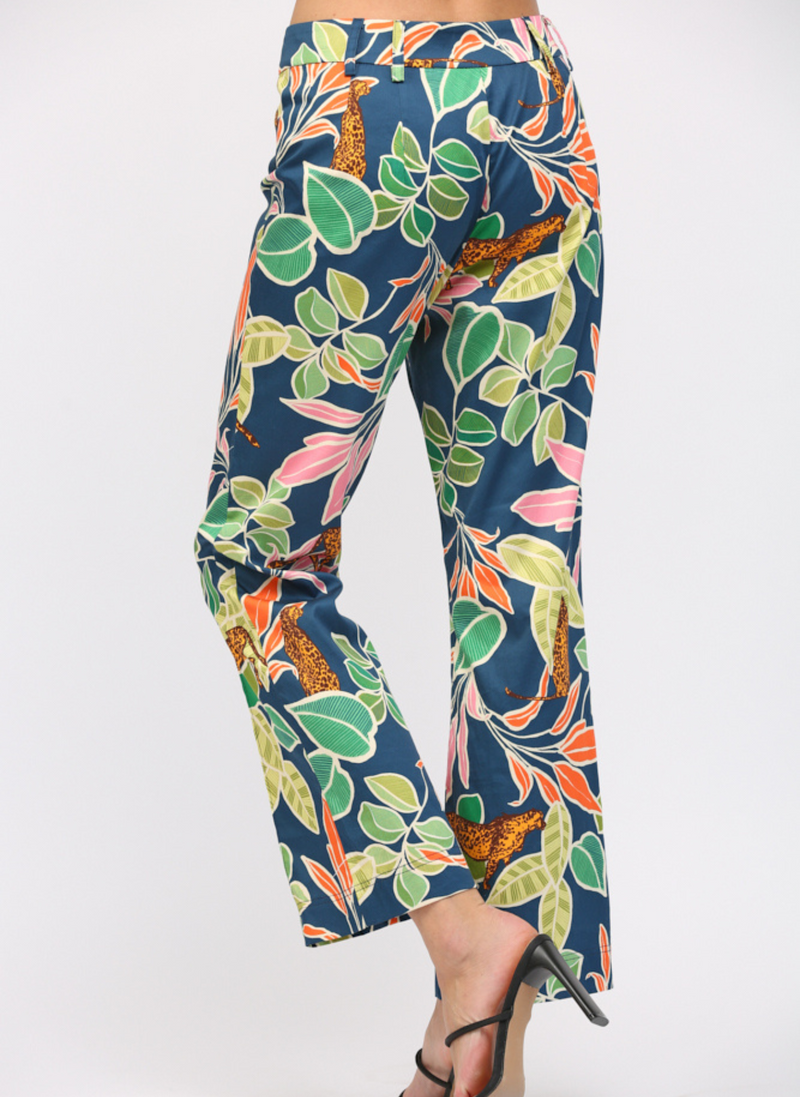 Tropical Print Pinktuck Pants