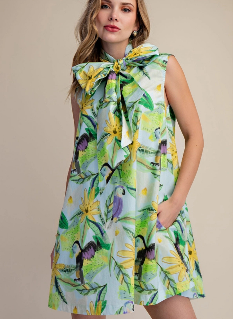 Playa Party Tie Neck Dress – Just the Thing