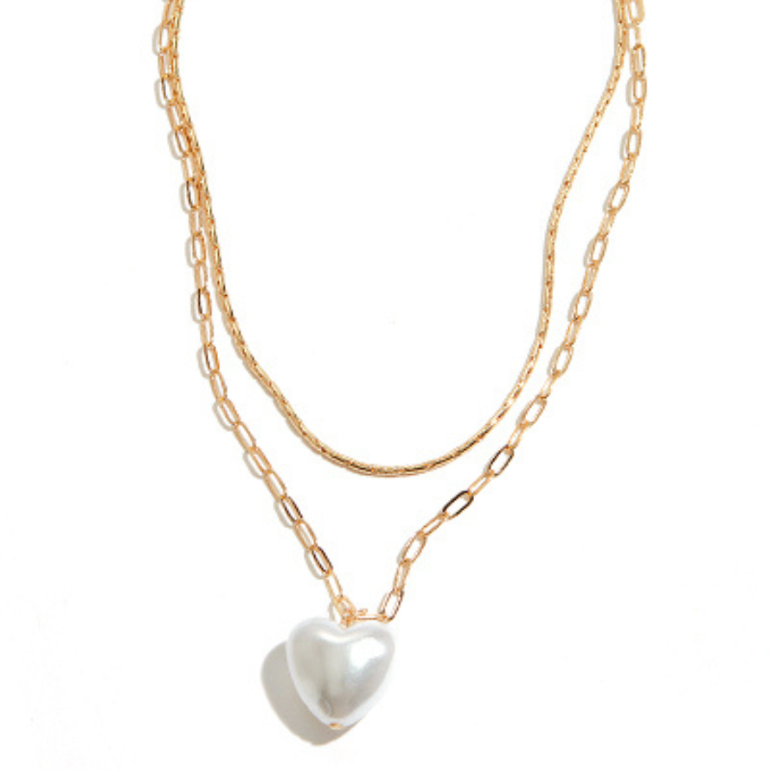 Pearly Heart 2-Layered Necklace
