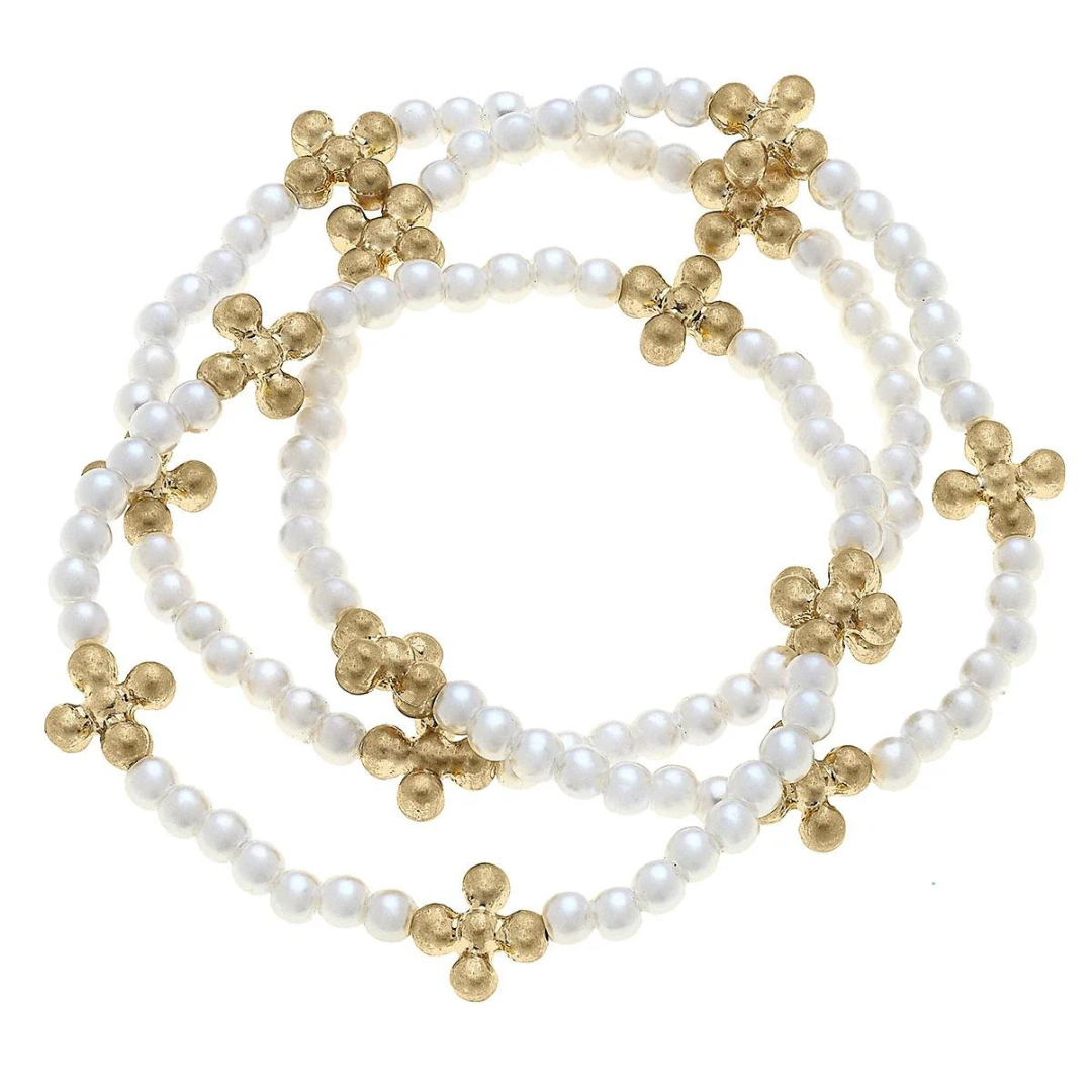Wren Cross Pearl Bracelet Set