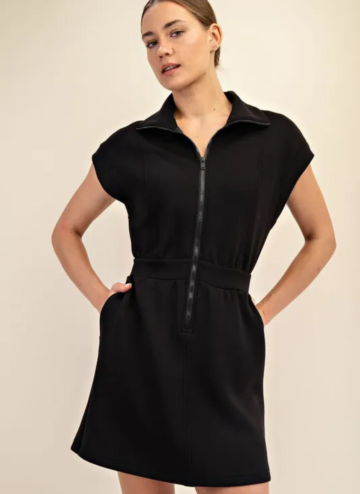 Zippered Modal Mini Dress