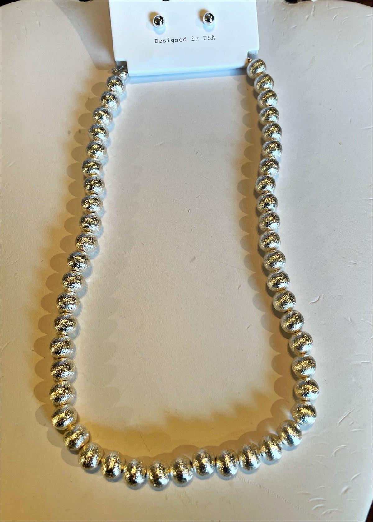 Scratched Metal Ball Necklace