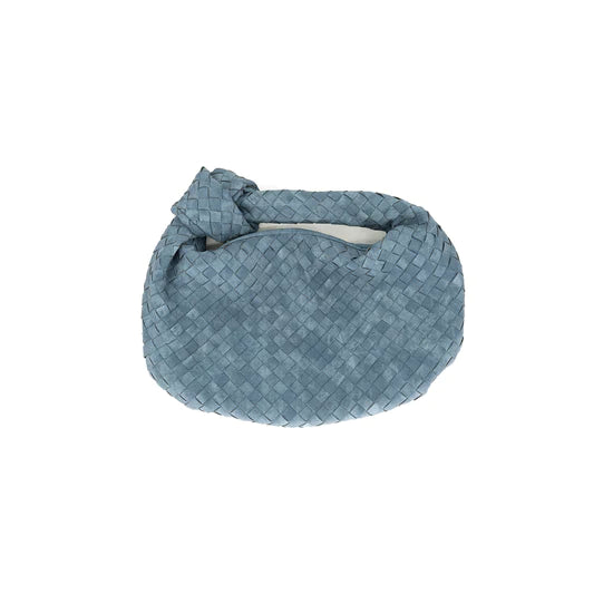 Large Woven Knotted Denim Clutch