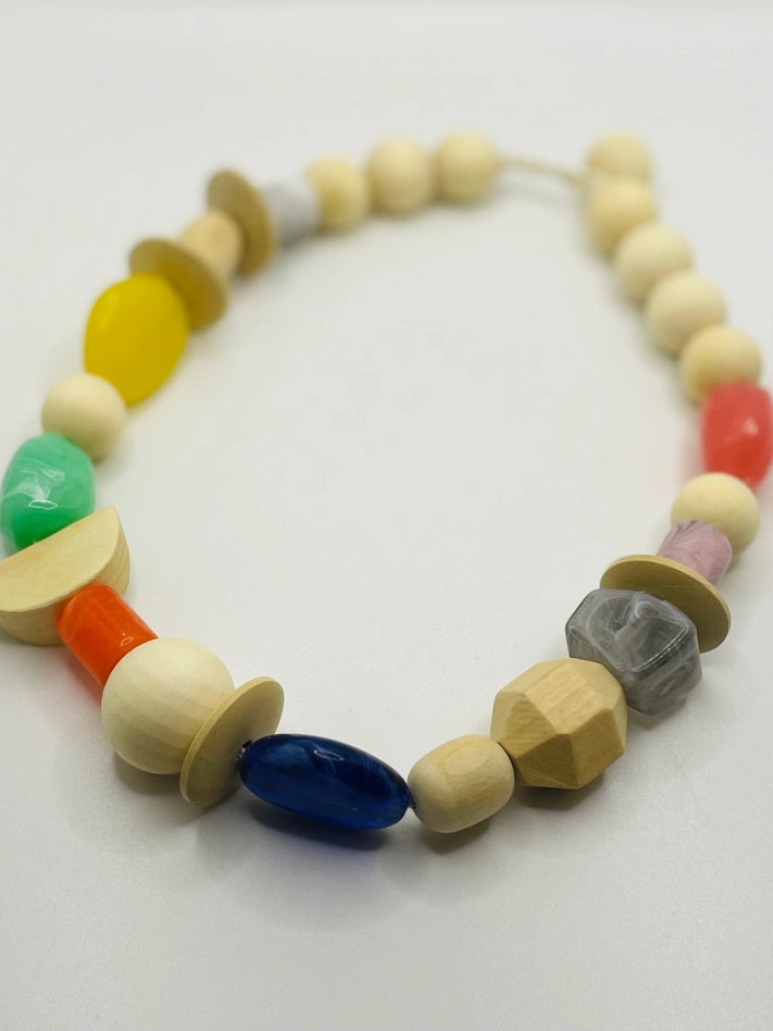 Spring Wood & Bead Necklace