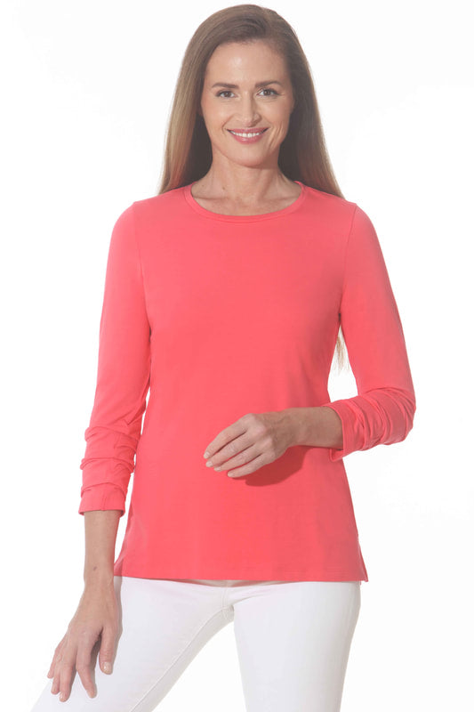 3/4 Ruched Sleeve Tee