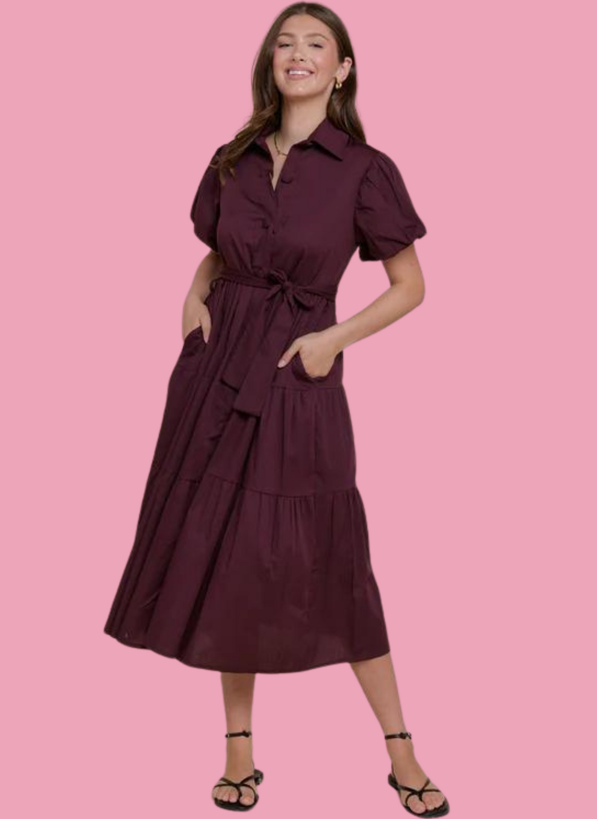 Astrid Midi Dress- Cabernet