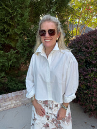 Solid Poplin Button Up Top