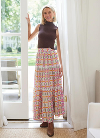 Tiered Trimmed Midi Skirt