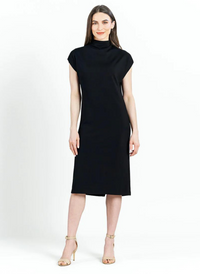 High Neck Cap Sleeve Midi Dress