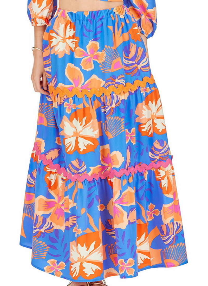 Tropical Hibiscus Tiered Skirt