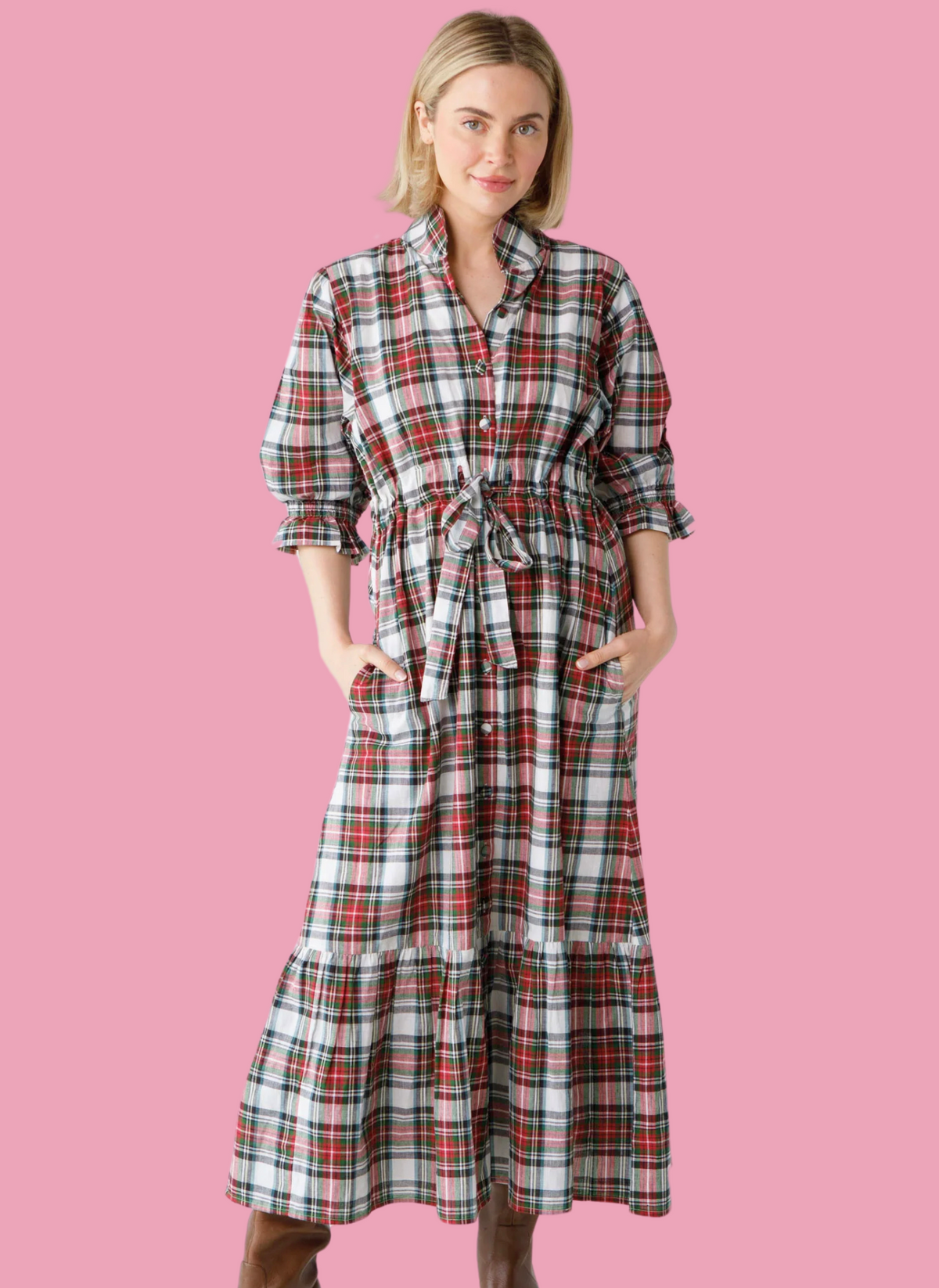 Catherine Dress- Holiday Plaid