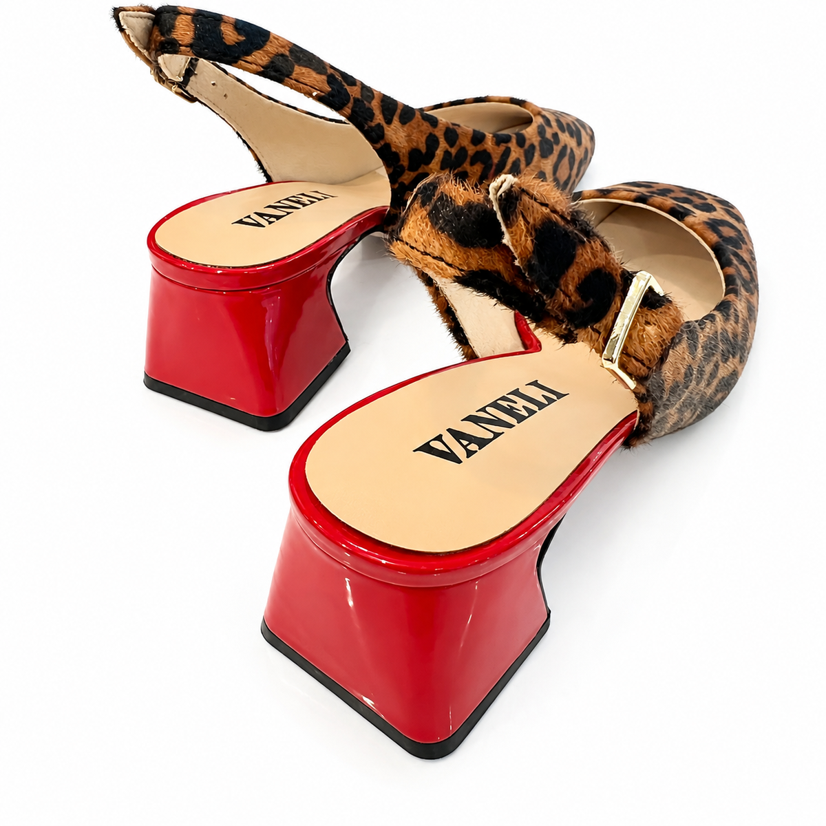 Darsy Leopard Calf Hair Pump - Red