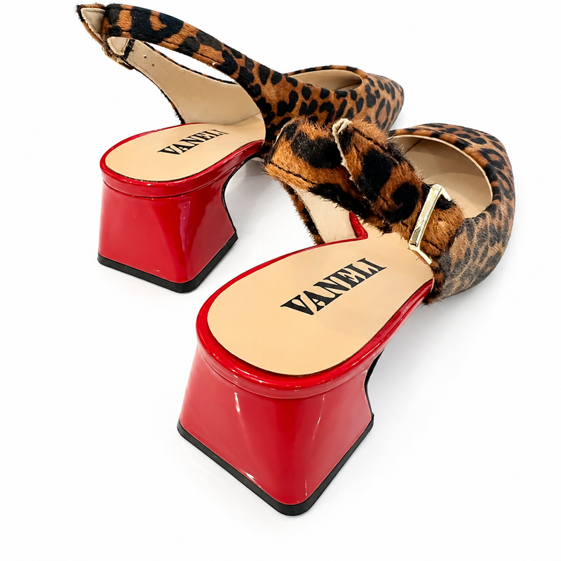 Darsy Leopard Calf Hair Pump - Red