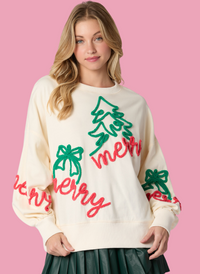 Christmas Theme Embroidered Sweatshirt