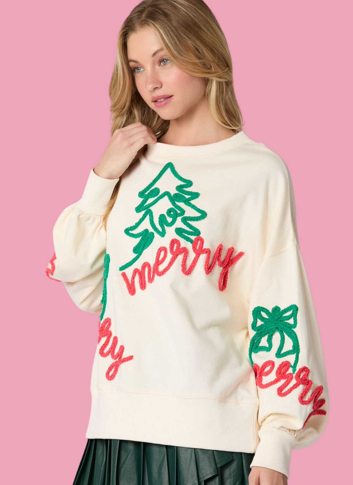 Christmas Theme Embroidered Sweatshirt