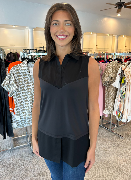 Collared Shirttail Layering Tank