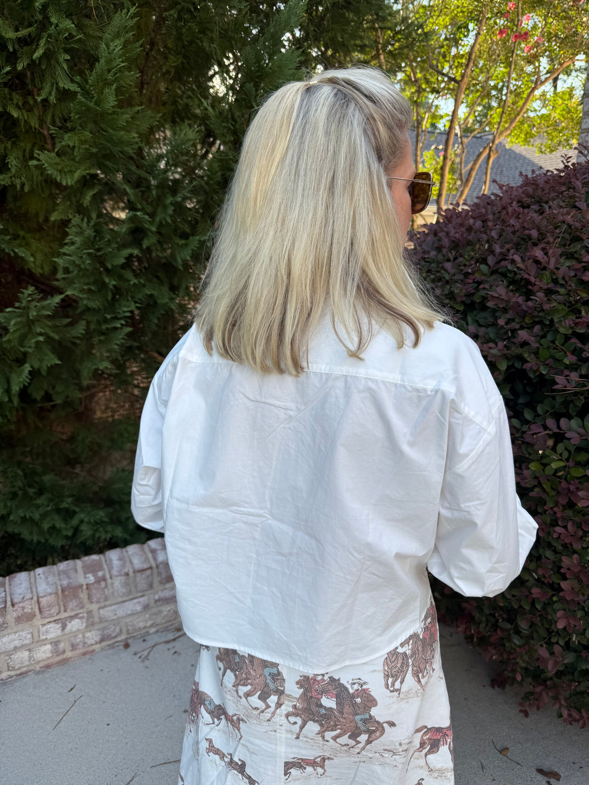 Solid Poplin Button Up Top