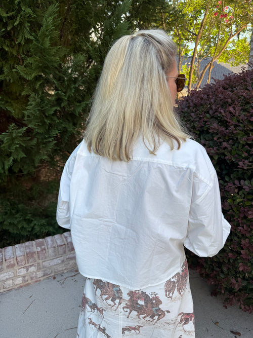 Solid Poplin Button Up Top