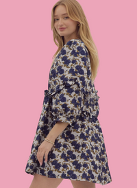 Denim Floral Jacquard Dress