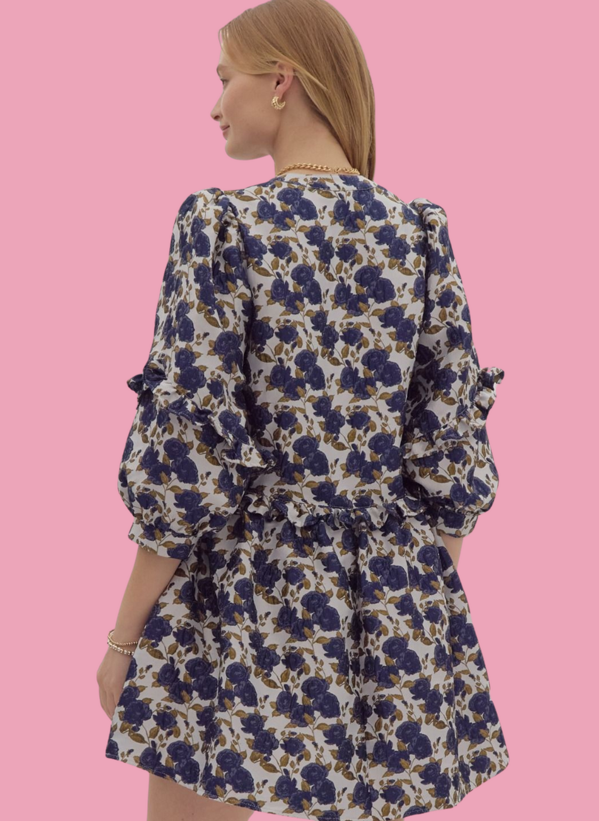 Denim Floral Jacquard Dress