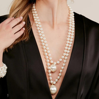 Double Pearl Long Necklace
