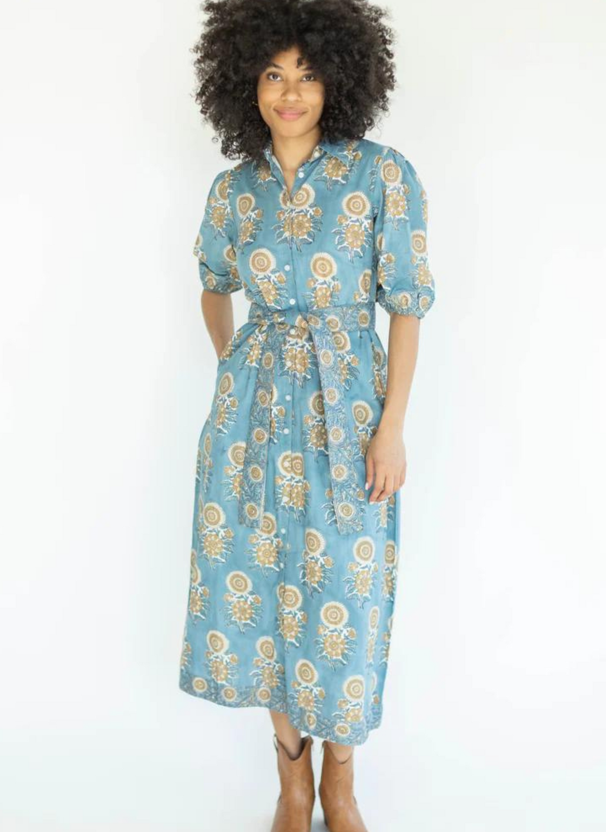 Eden Midi Dress- Cerulean