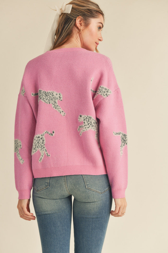 Snow Leopard Crew Neck Sweater