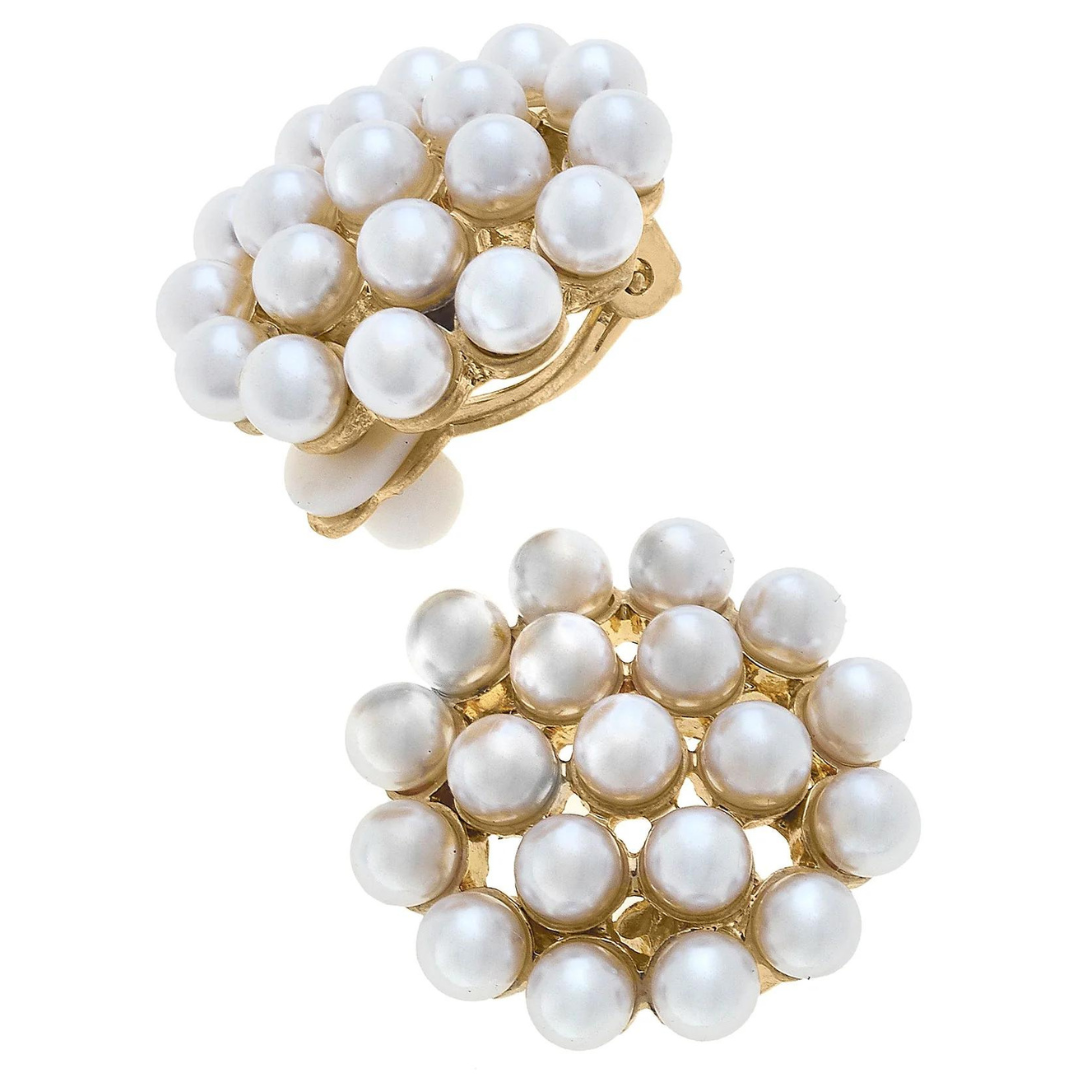 Everly Pearl Cluster Clip Earrings