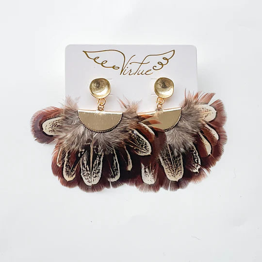 Hammered Post Bird Feather Earrings