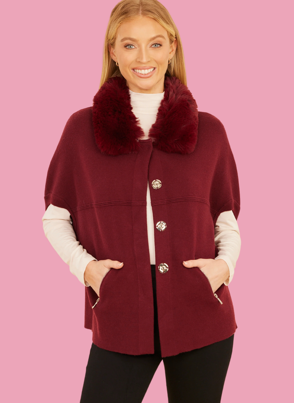 Faux fur trim cardigan discount