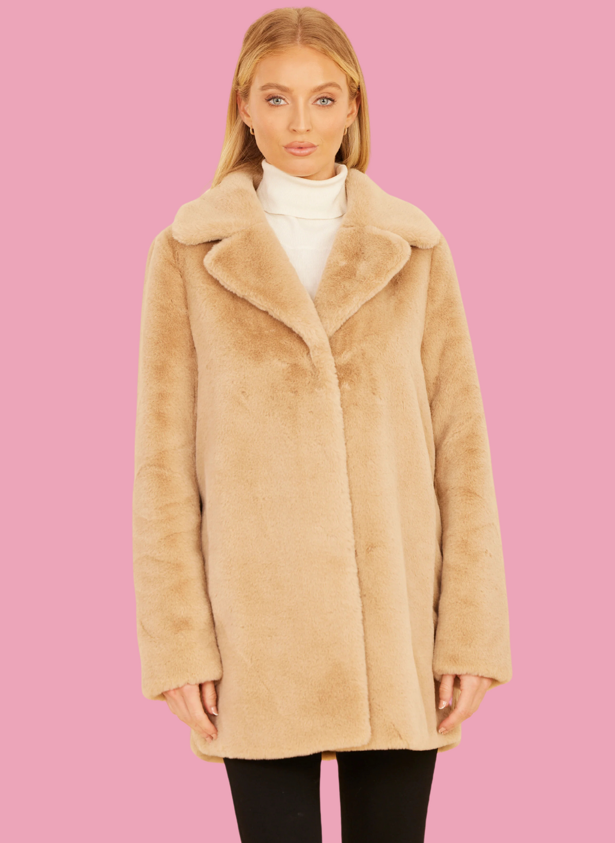 Mid Length Faux Fur Coat