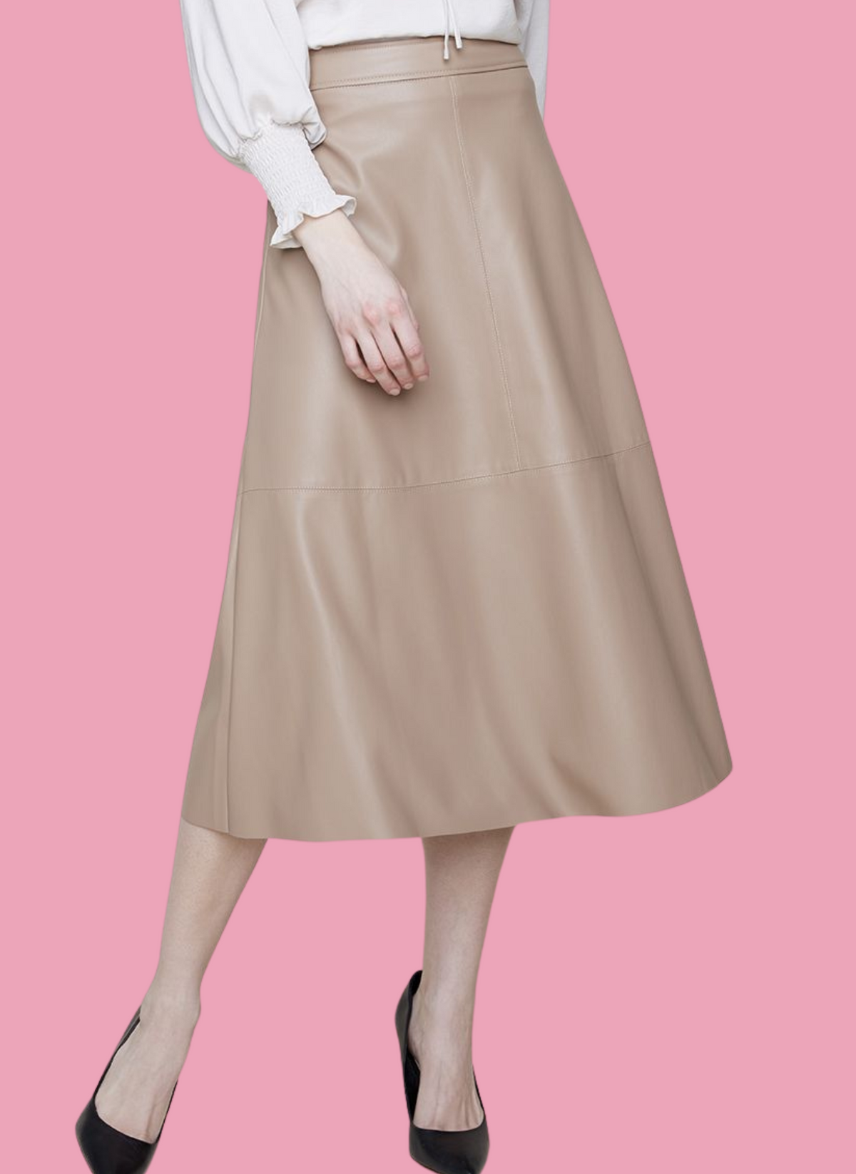 Pink faux leather a-line skirt clearance