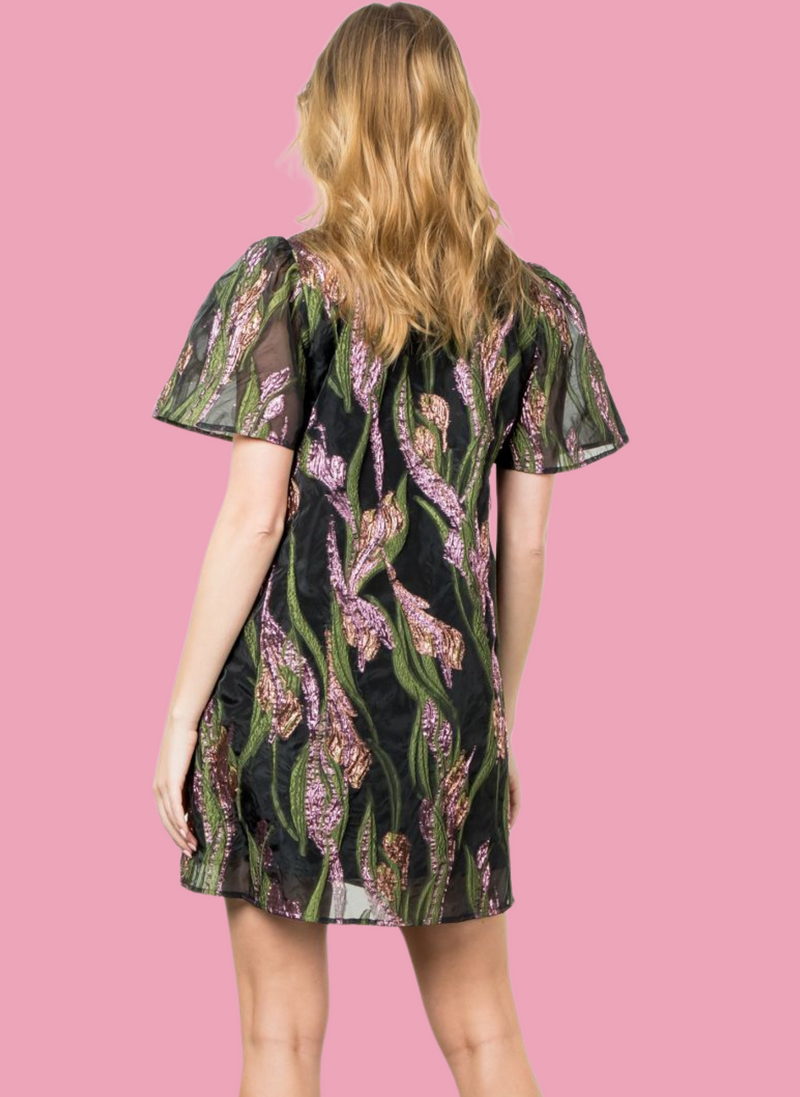 Jacquard Floral Vine Dress