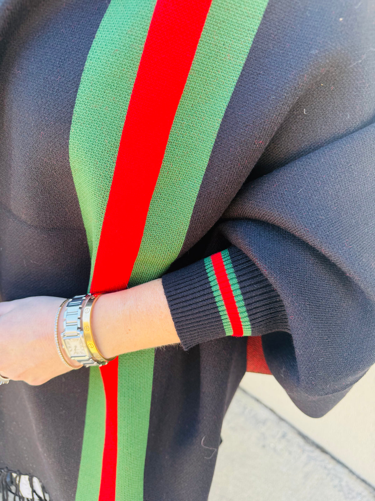 Fringe Poncho with Sleeves