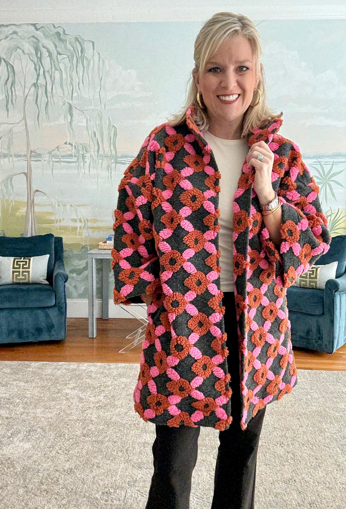 Sherpa Pattern Swing Jacket