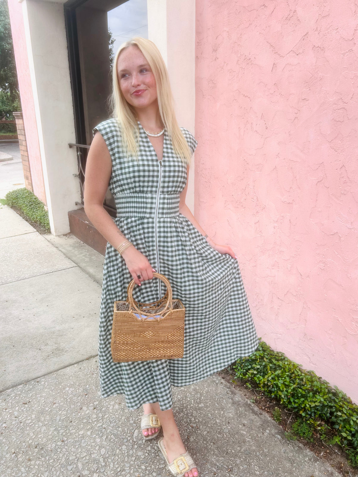 Falling for Gingham Midi Dress