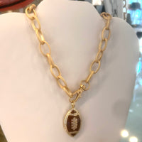 Enamel Football Etched Necklace