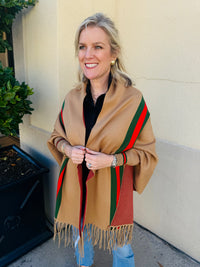 Fringe Poncho with Sleeves