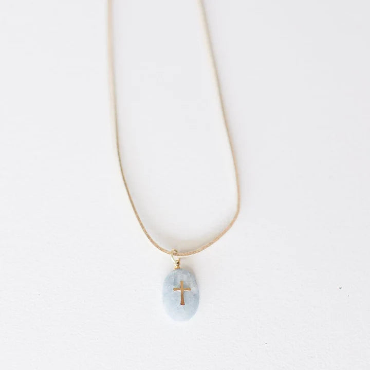 Garner Aquamarine Cross Necklace