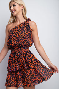 One Shoulder Speckled Dress
