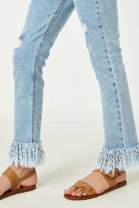 Tween Distressed Frayed Hem Jeans