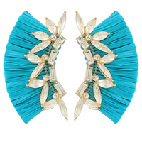 Glass & Raffia Wing Shape Earrings