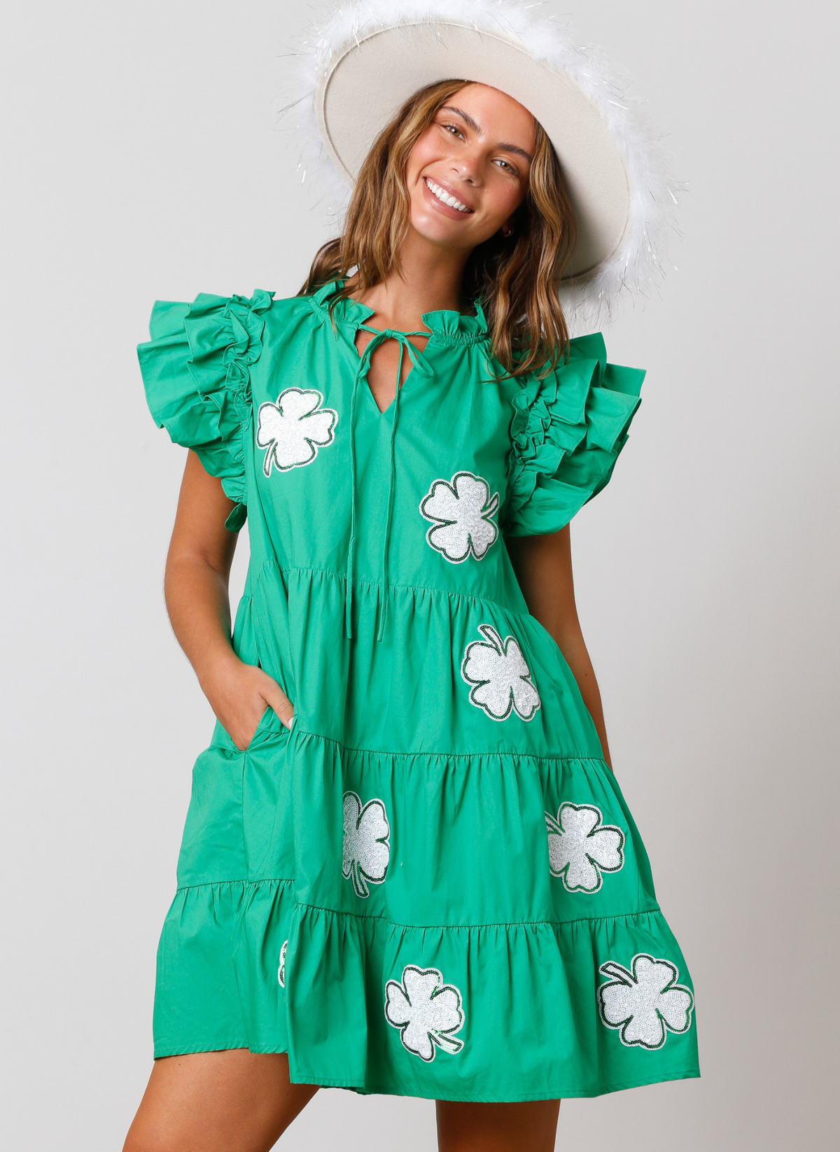 Sequin Clover Tiered Dress