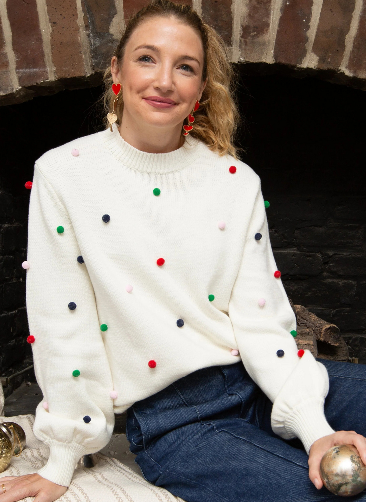 Pom Pom Crew Neck Sweater