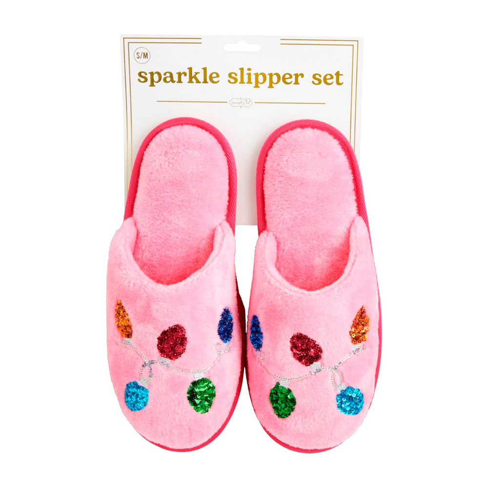 Holiday Pink Sparkle Slippers Just the Thing